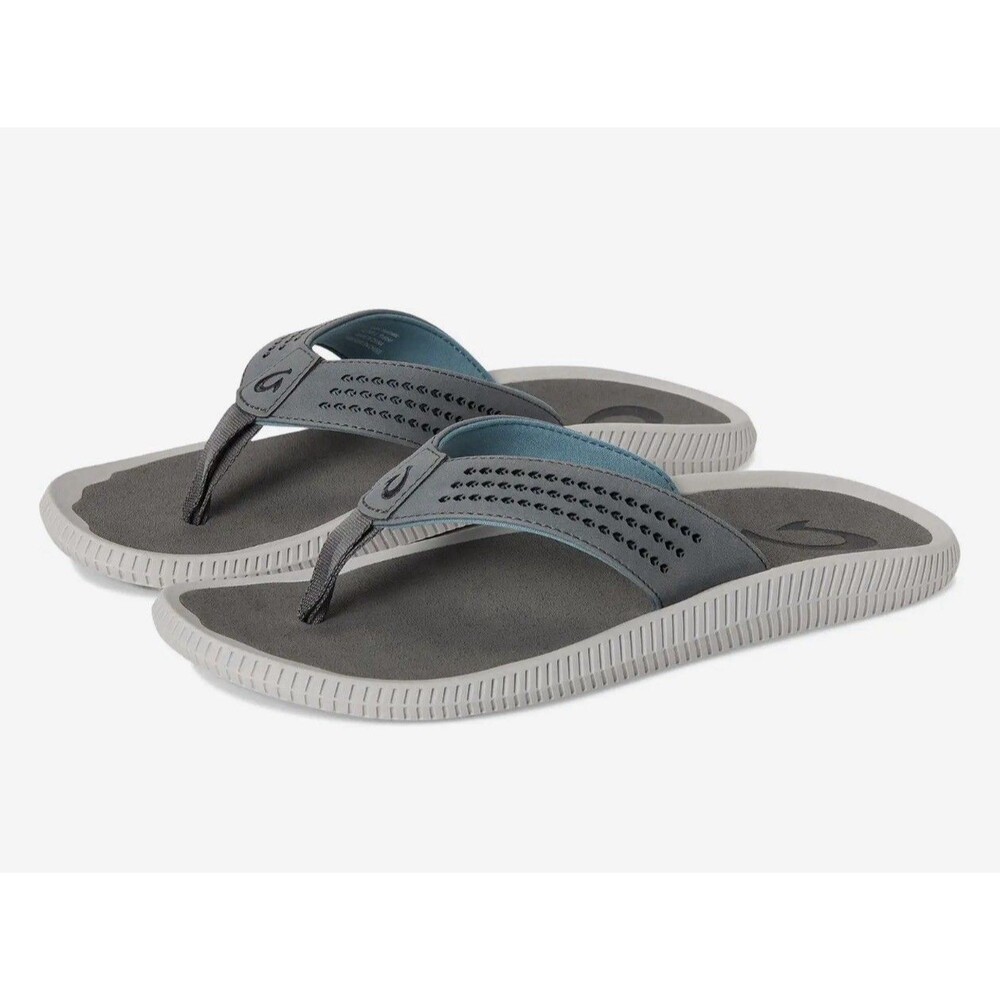 OLUKAI Men's Ulele Flip Flop Beach Sandals - Stone - Sz 11M - GUC